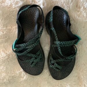 Chaco Black and Green Outdoor Sandals